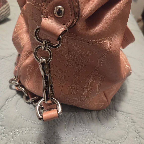 Coach Peach Satchel with Silver Accents - Picture 6 of 12